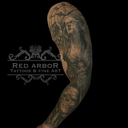 Tattoos - Angel Grim Reaper Clock Tattoo - 130079